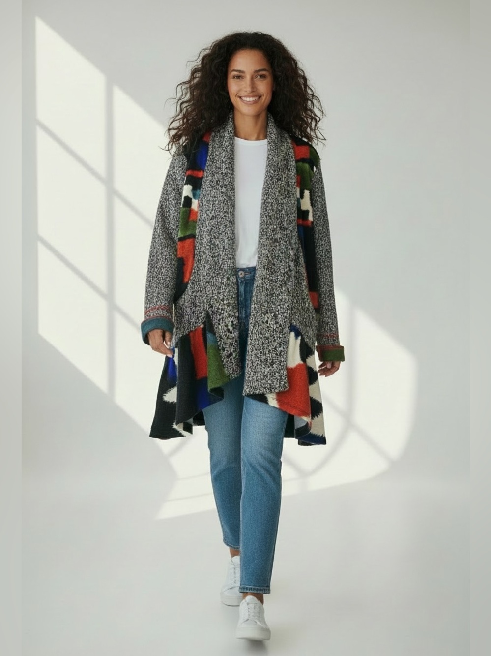 Anes A Art to Wear Patchwork Cardigan L Lagenlook Draped Boho - Picture 2 of 11